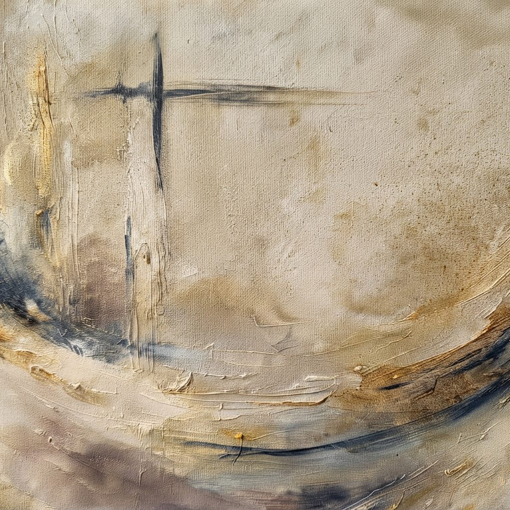 Detalle de la textura del cuadro curva: pasta trabajada a espátula y trazo azul